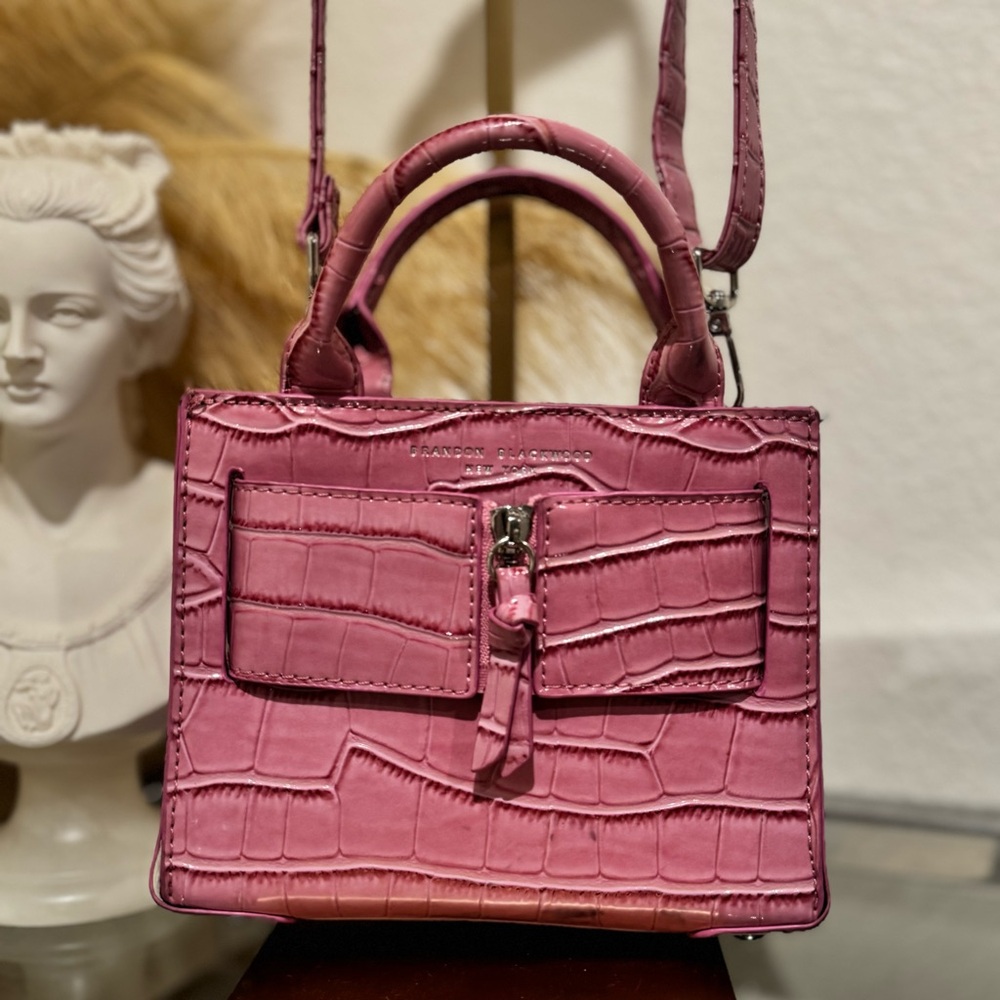 Brandon Blackwood Kuei Bag | Pink Croc Embossed